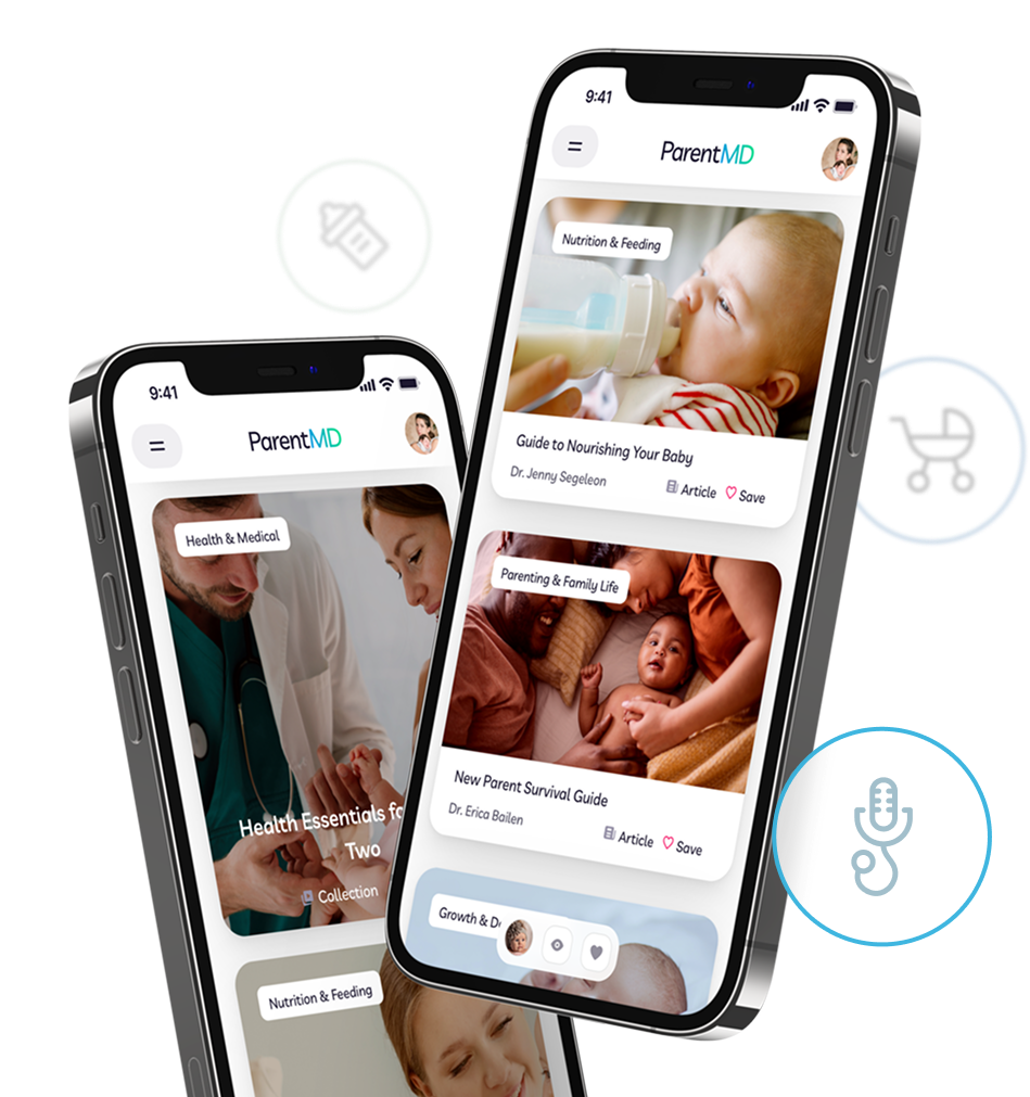 ParentMD Mobile App showing baby content